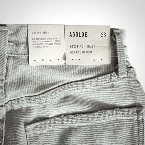 Agolde 90s Pinch Waist High Rise Straight Leg Leather Patch Jeans - Size… - Picture 7 of 11
